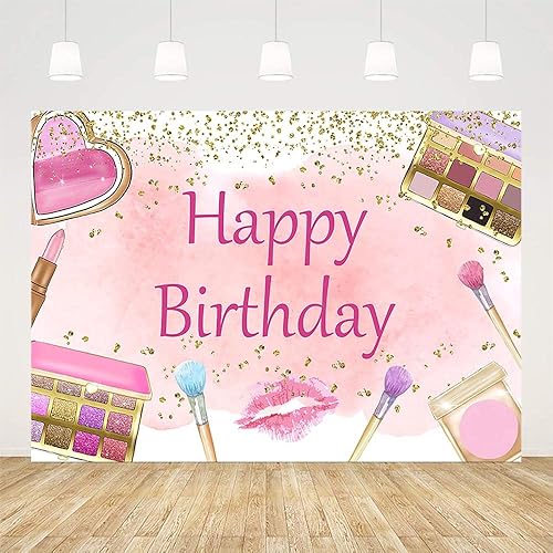 Miniatura 2 de Sendy Fondo de maquillaje de 7 x 5 pies para spa, feliz cumpleaños, suministros de decoración de fiesta para niña, princesa, rosa, rubor, pastel,