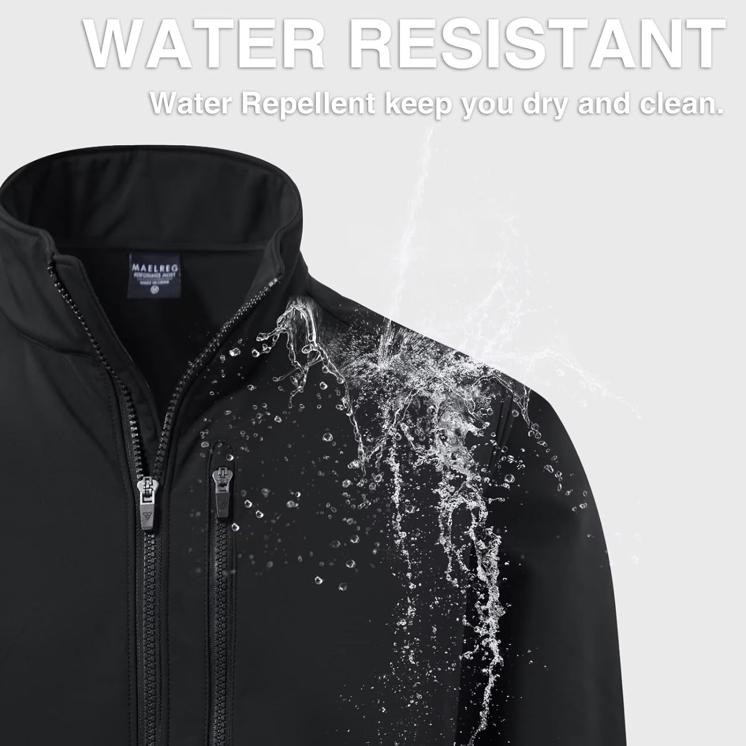 M MAELREG Men's Lightweight Softshell Jacket Fleece Lined Water Resistant Golf Windbreaker Winter Outdoor Hiking Warm Jacket - Image 6