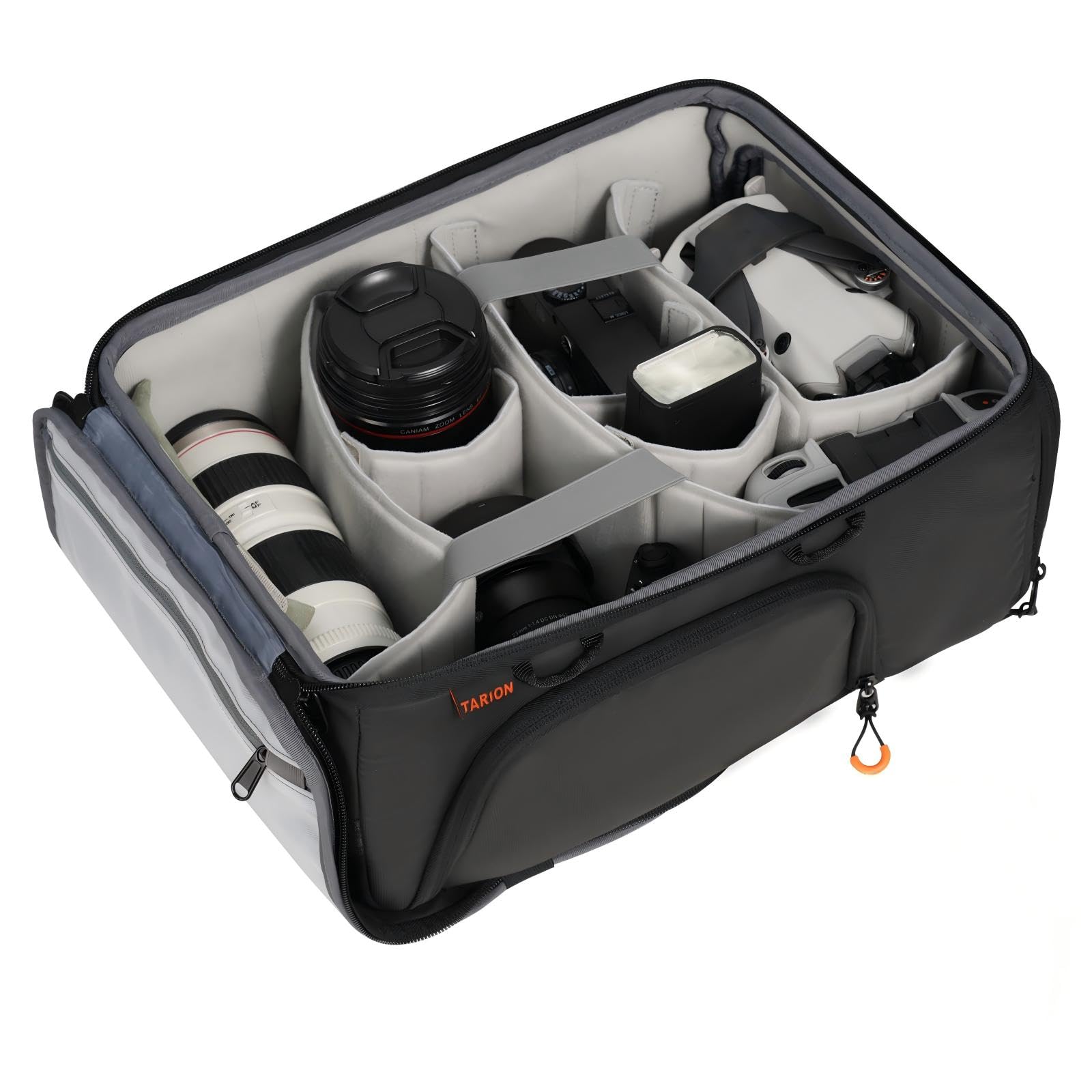 TARION Medium Camera Insert Bag - Quick Access DSLR Inner Case Organizer - Fits 2 Cameras 7 Lenses Drone Gear - Full Opening Back Design Protective Insert ShellCore M