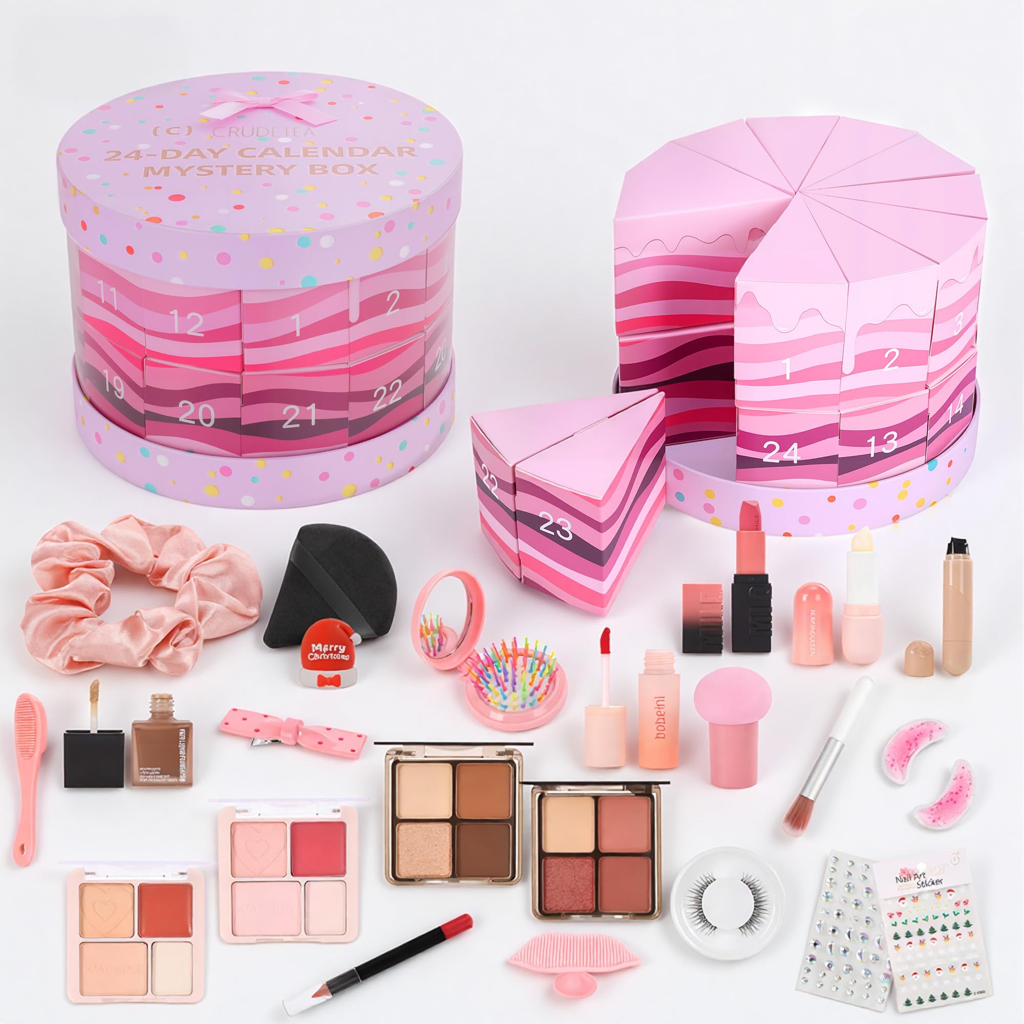 24 Pcs Exquisite Makeup Gift Set - Make Up Birthday Gift Set for Girls Ages 6-12, Makeup Gift Sets for Bday Countdown, Cosmetics Kit for Kids Teens #Pink