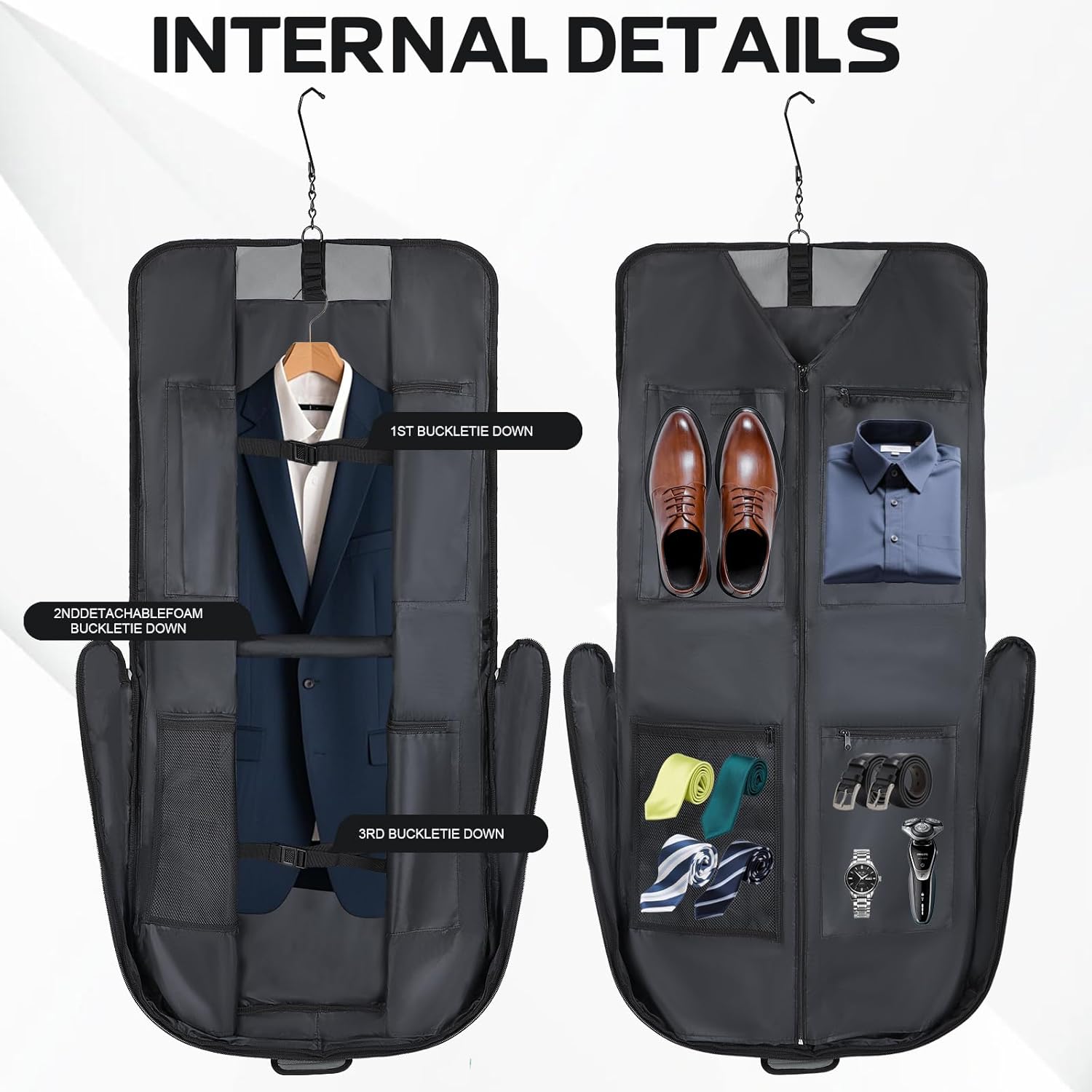 Garment Bags for Travel,46.5'' Waterproof Carry on Garment Bag for Hanging Clothes,Foldable Suit Bag for Travel Business