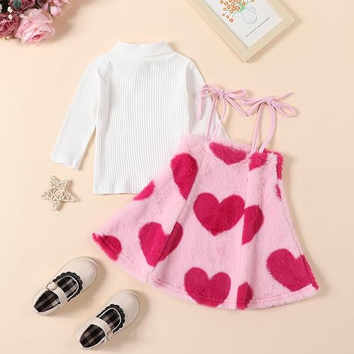 Miniatura 3 de My First Valentines Day Baby Girl - Conjunto de ropa con volantes de manga larga y estampado de corazón