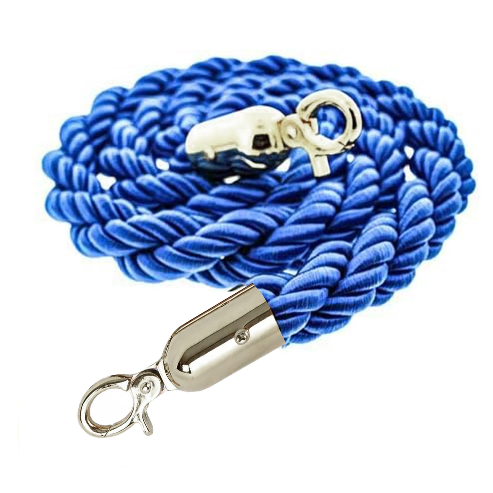 GDMDPTE Stainless Steel Crowd Control Barrier with Hooks - 91cm Blue Twisted Hemp Rope for Event Management Safety Obstacle Course and Traffic Control