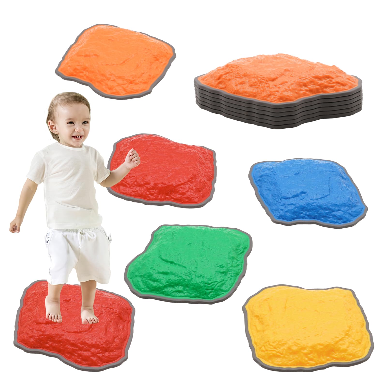6PCS Balance Stepping Stones Kids Sensory,Non Slip Stepping Stones Toddler,Kids Obstacle Course,Stacking Indoor Play Balance Toys,Outdoor Activity Equipment,Special Needs Developmental Girls Boys