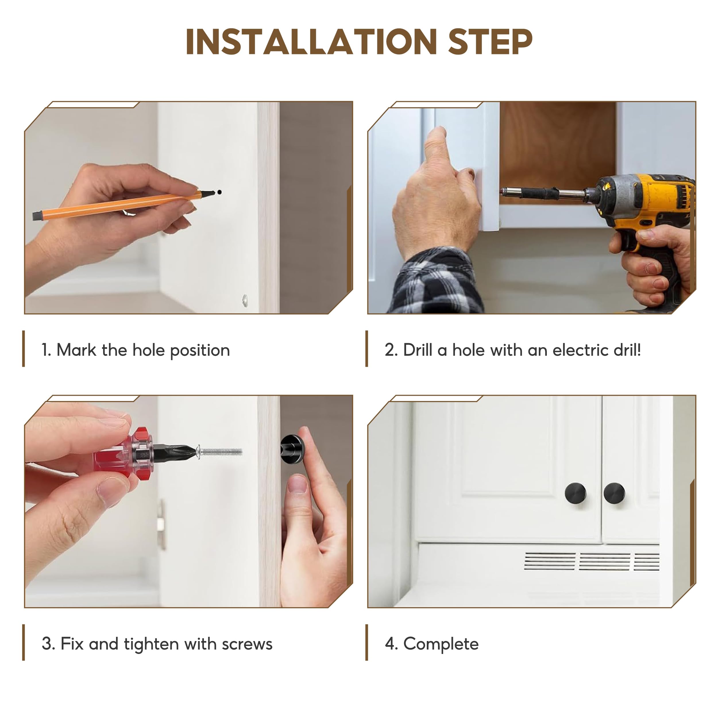 SJDOFU Round Cabinet Knobs, 6PCS Door Kitchen Hardware Cupboard Knob - Image 4