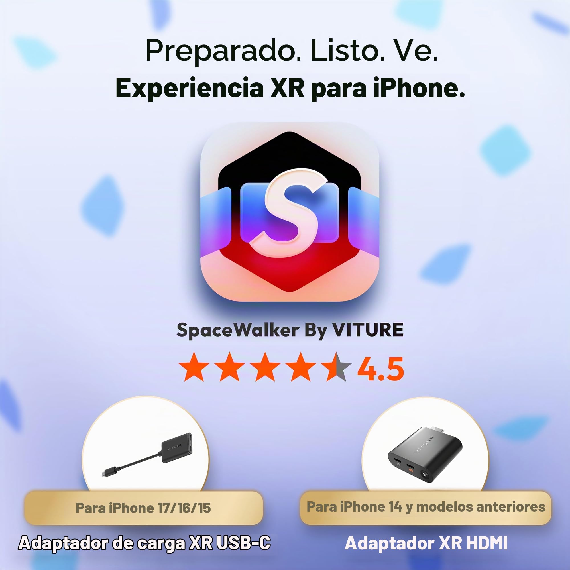 VITURE Luma Pro Gafas XR & HDMI XR Adapter para iPhone 14 Y Anteriores, Múltiples Pantallas Virtuales, 3Dof Mejorado & Vídeo VR, Carga Mientras Juegas, Juego Directo En PS/Xbx/Consolas