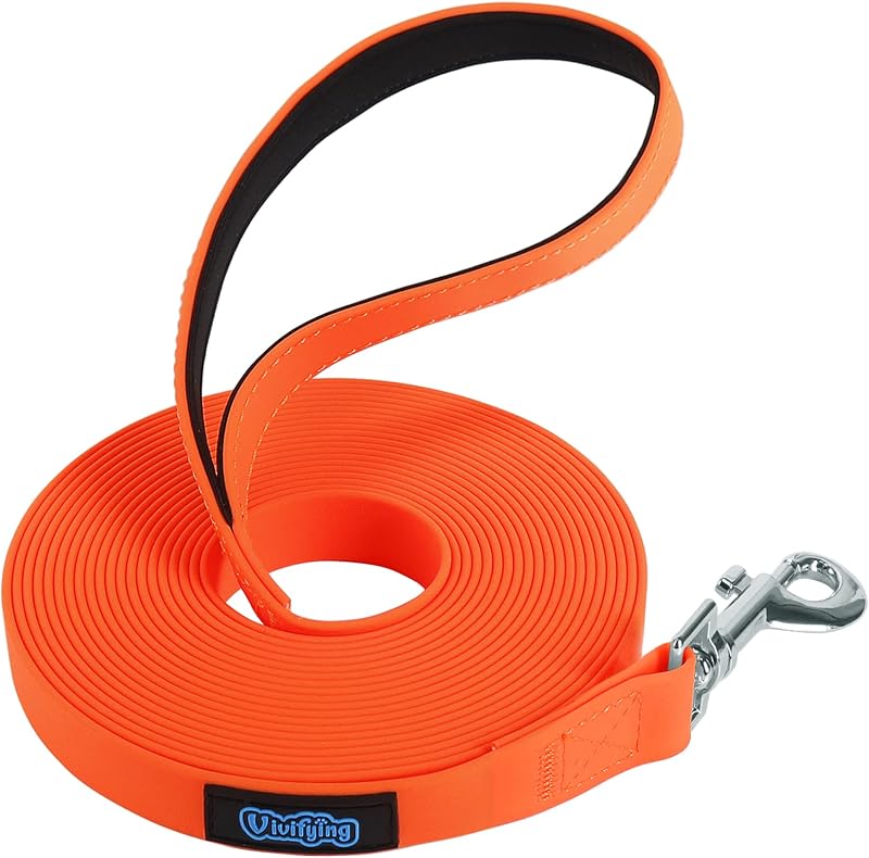 Guia de Adestramento Longa para Cães Vivifying, Impermeável, Laranja, 6 m
