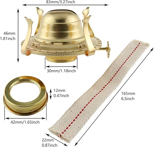 Miniatura 4 de Soporte de lámpara de aceite de queroseno M tamaño quemador de lámpara de aceite latón plateado con mecha
