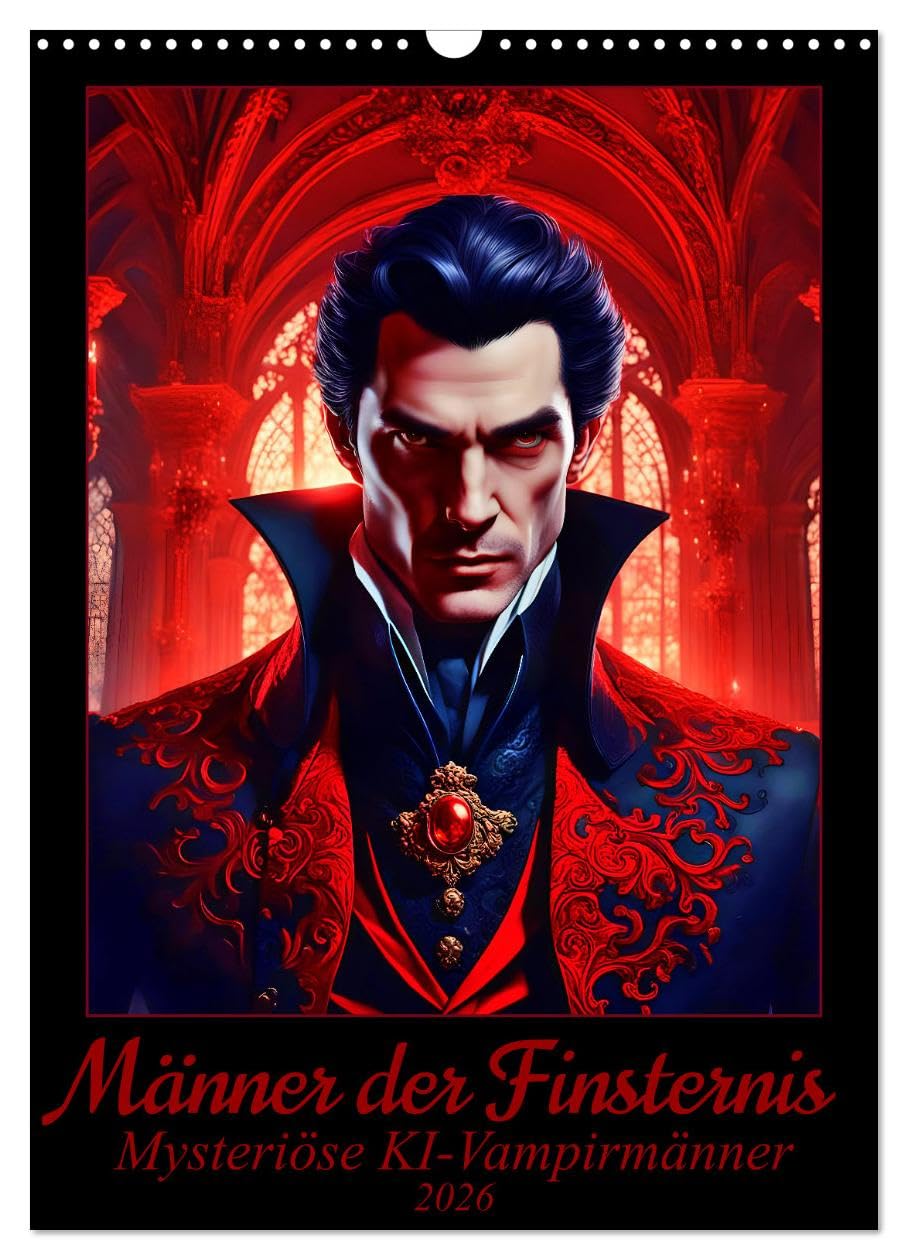 Men of Darkness - Mysterious AI vampire men UK-Version (Wall Calendar 2026 DIN A3 Portrait), CALVENDO 12 Month Wall Calendar — image 1