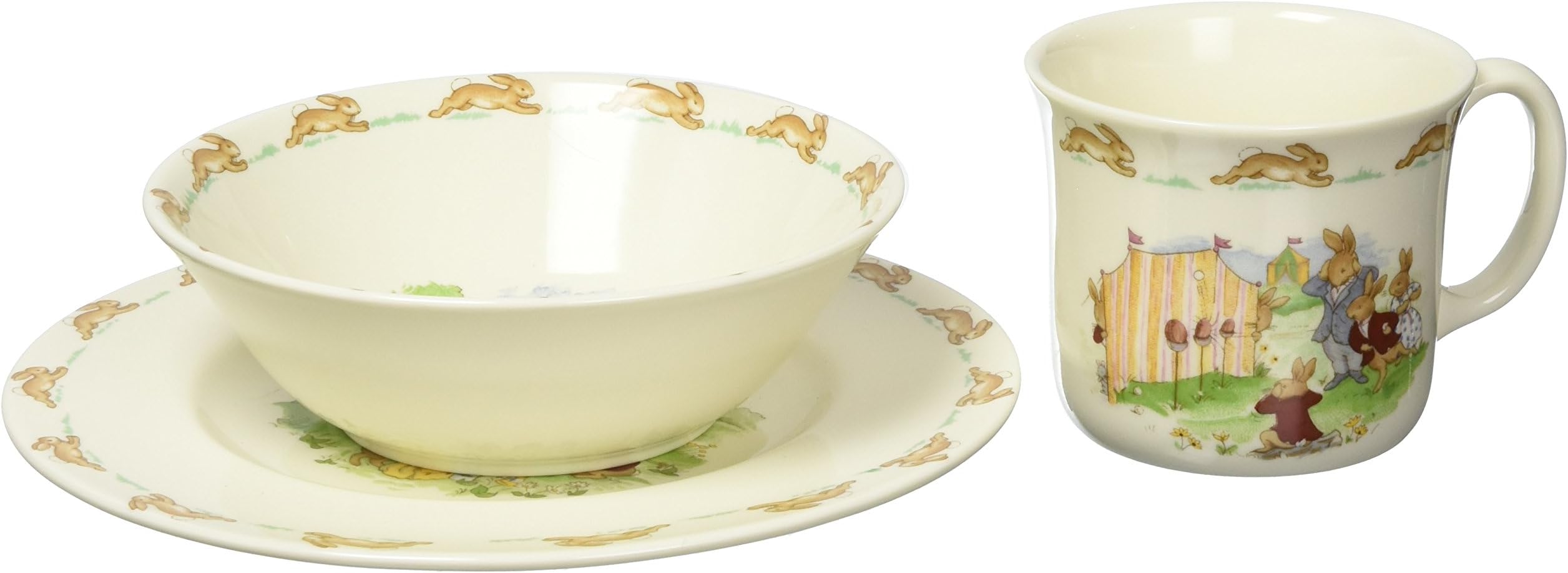 Bunnykins Childrens Set: Plate, Cereal Bowl and 1 Handled Hug-a-Mug
