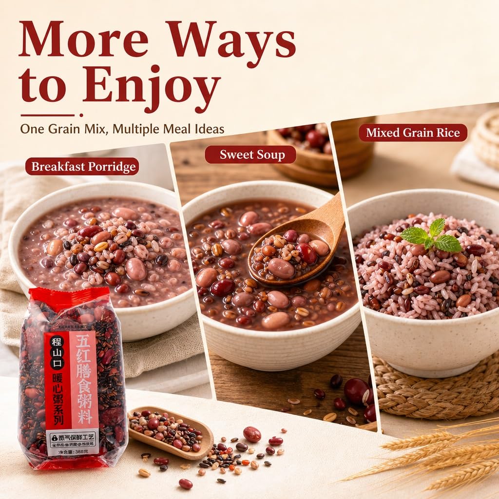 Miscela Di Porridge Misto Ai Cinque Cereali Rossi, Confezione Da 2, 388 G Ciascuno - Multicereali Ricchi Nutrienti For Colazione E Benessere, Facile Cucinare, Richiudibile