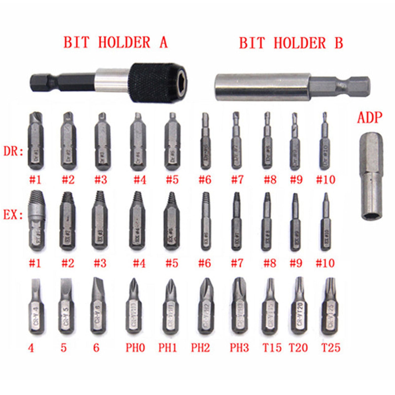 NDNCZDHC Screw Extractor Set, 33 Pcs Damaged Stripped Screw Extractor High Speed Steel Screw Removal Tool with Storage Box