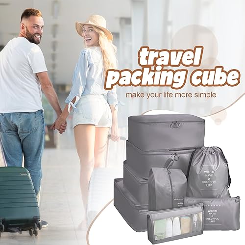 Miniatura 7 de Juego de 16 cubos organizadores de equipaje, bolsas organizadoras de equipaje para maletas de viaje, cubos de equipaje con bolsa de aseo y bolsa