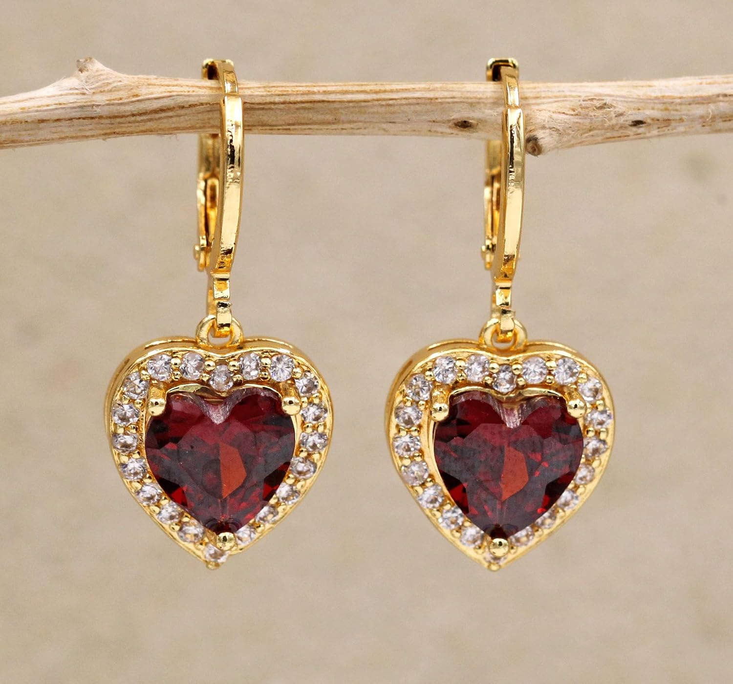 18K Gold Plated, Dangle Earrings for Women, Flower/Heart Drop earrings, Hypoallergenic Cubic Zirconia Earrings, Lightweight, Party, gold earrings, Jewelry for Gifts, Fashion