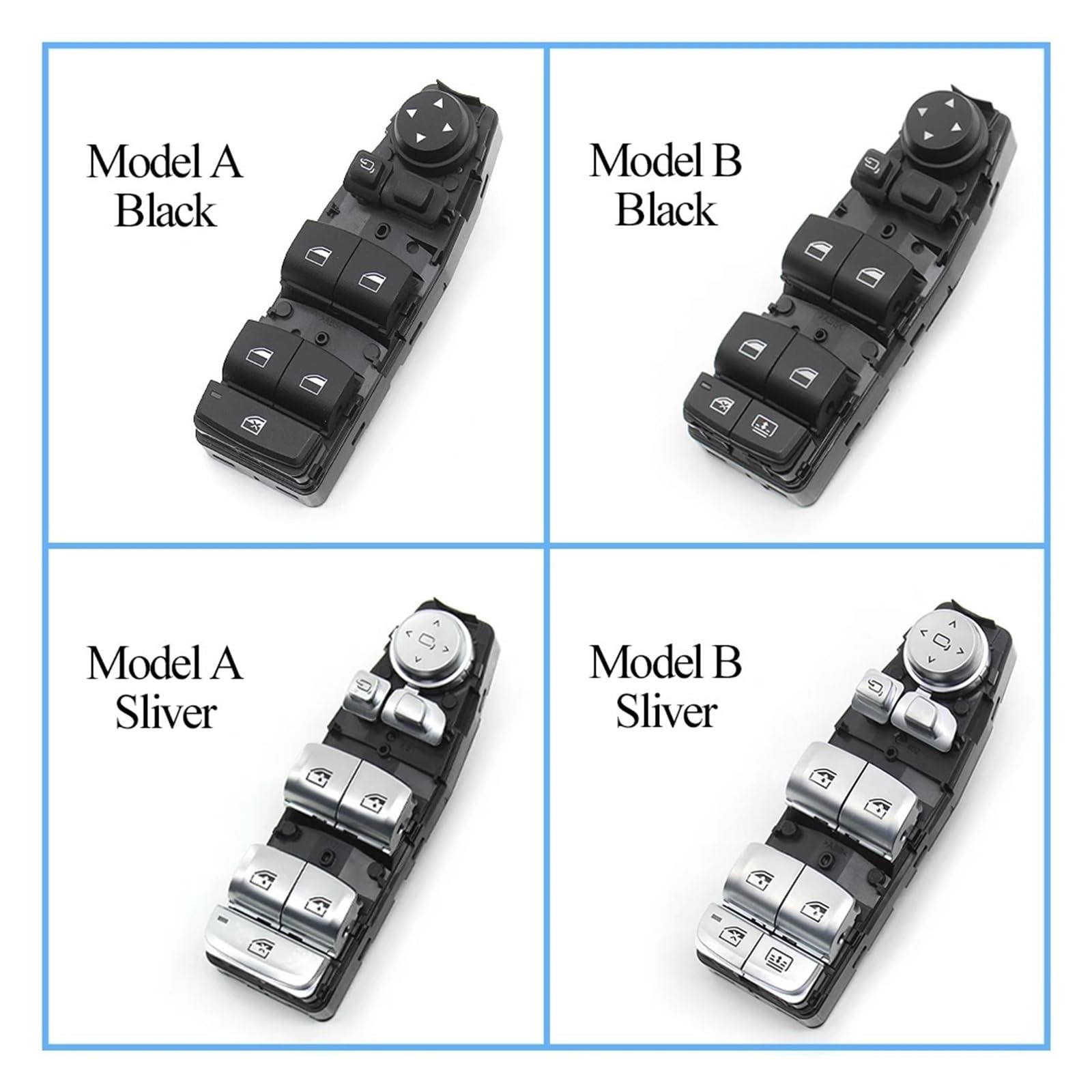 Per BMW 3 5 7 X3 X4 F30 F35 F25 F26 F10 F18 F01 F02 LHD RHD Power Lifter Master Finestra Regolatore Interruttore Di Controllo Pulsante Specchio Interruttore Alzacristalli(Model B-Sliver)