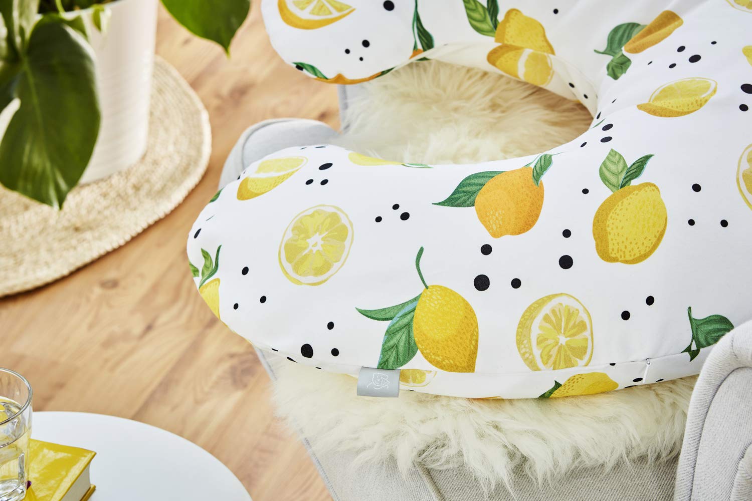Rotho Babydesign Coussin d'Allaitement Mini, 180 x 33 cm, Dès 0 mois, Lavable en machine, Hypoallergénique, Lemon Chill