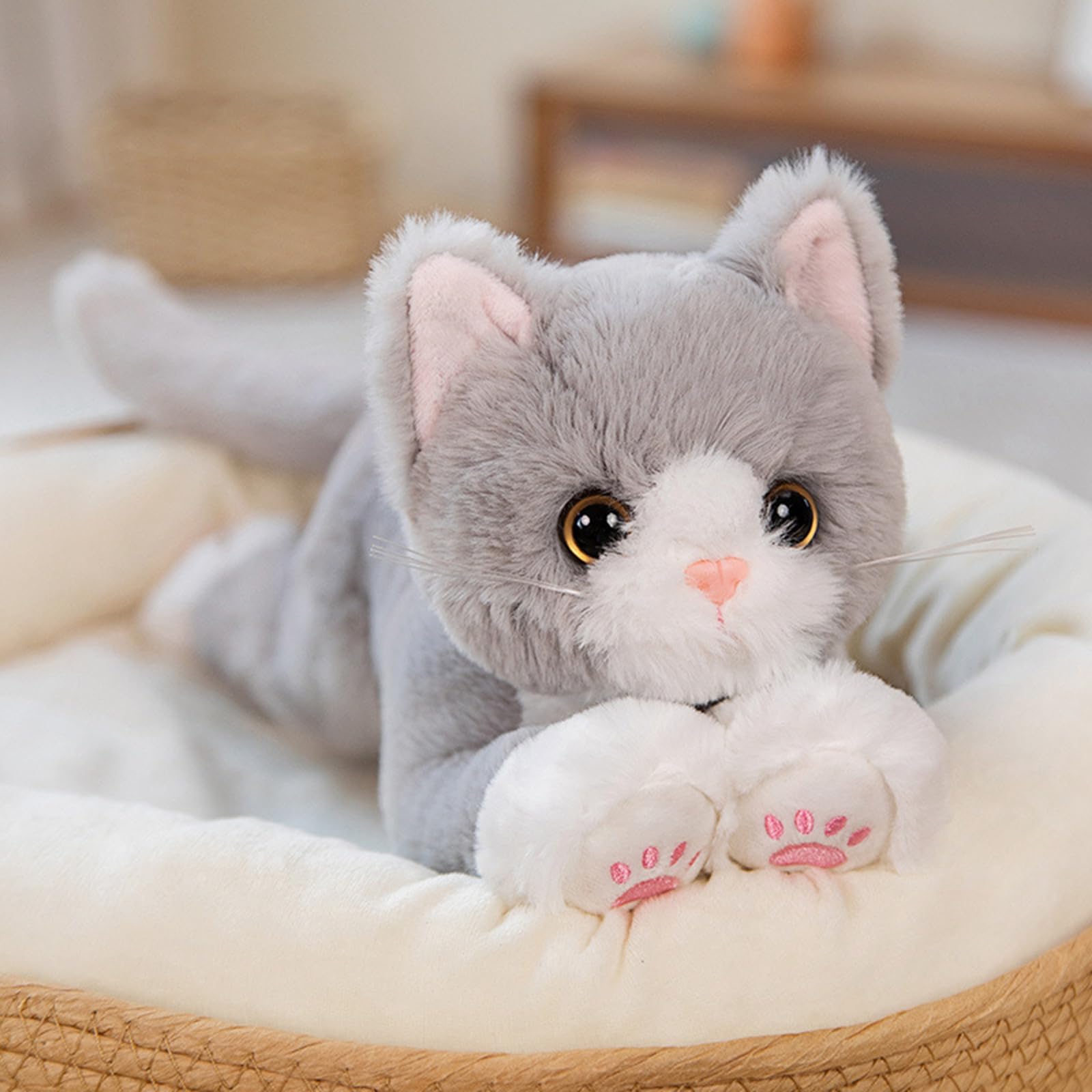 ZBELLO Cat Plush Toy,50 cm Realistic Cat Plush Toy,Cute Soft Stuffed Animal Pillow Plush Doll,Children Stuffed Animal Toys Gifts for Boys and Girls (Grey)