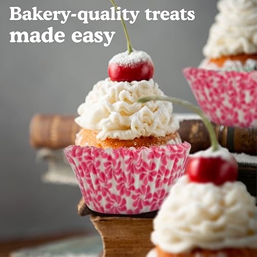 Vista 201 de Regency Wraps Vasos para hornear de grado profesional a prueba de grasa, paquete de 40 unidades, revestimientos estándar, lunares azul cobalto