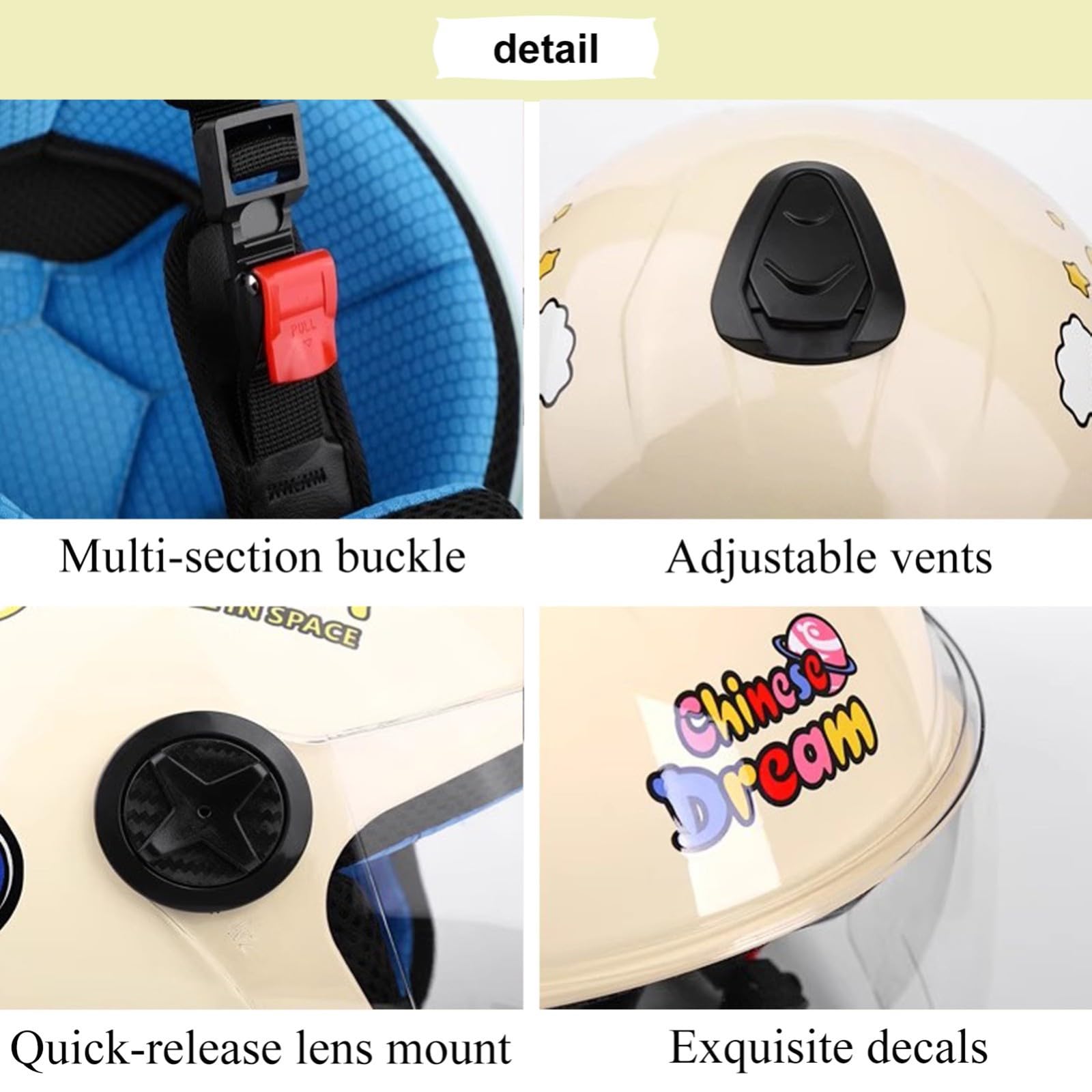 Casco Moto Bambino ECE 22.06 Omologato, Visiera Lunga Antigraffio, Calotta ABS Leggera, Design Astronauta Spazio, Jet Scooter Ciclismo Ragazzo Ragazza Blu 19,45~55cm