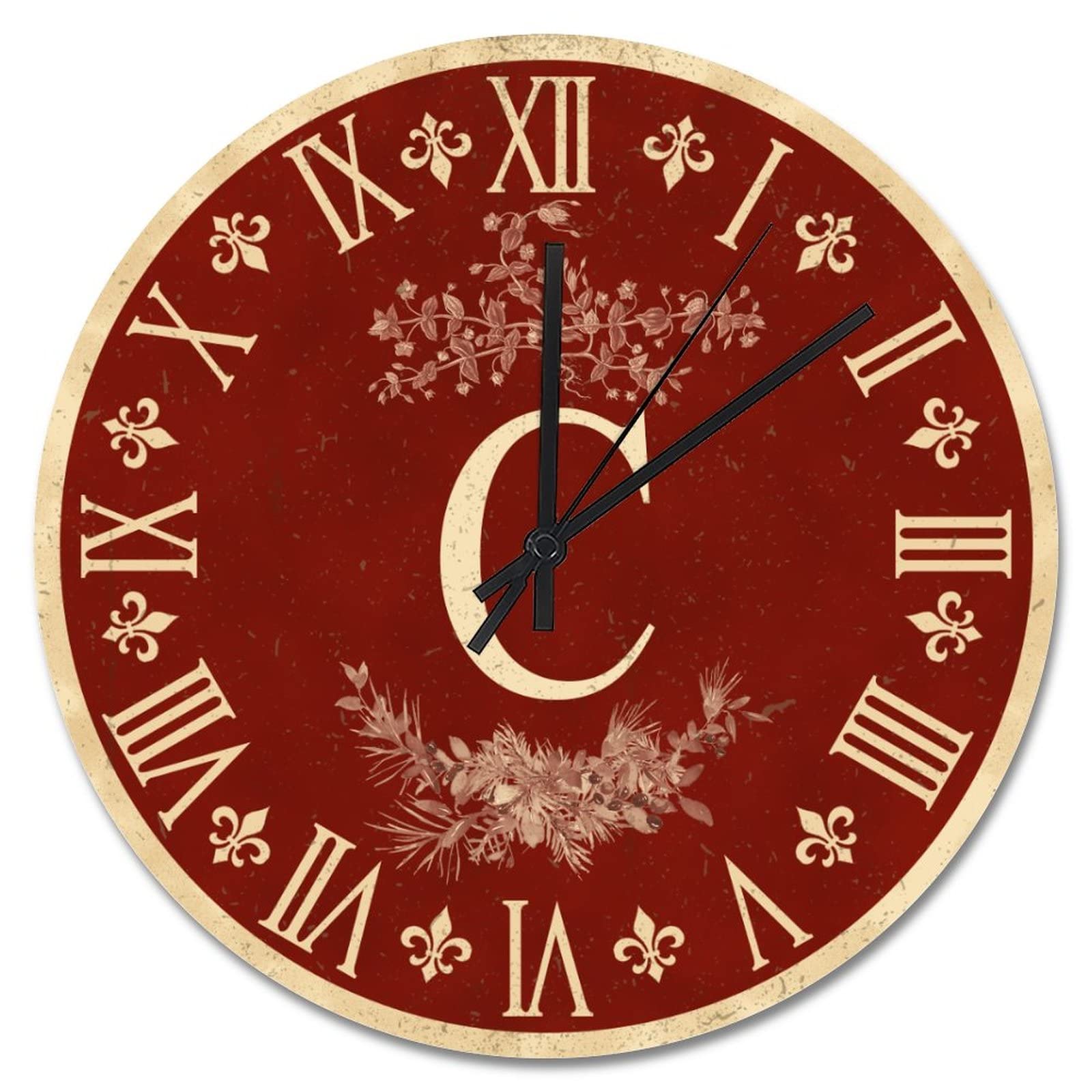 Horloge analogique silencieuse vintage lettre C pour bien dormir