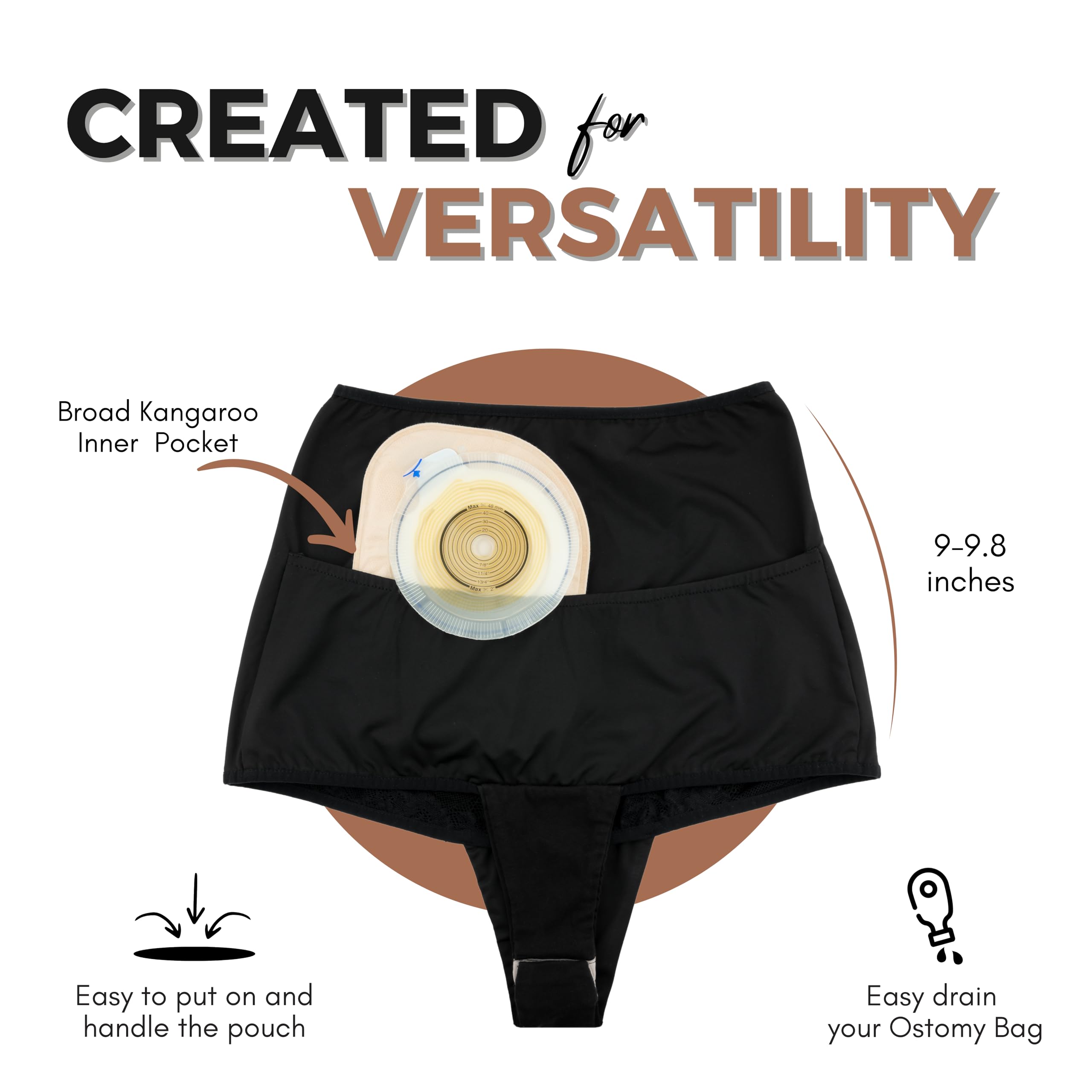 SIIL Stomabeutel Bezuege mit Clip - Intimate Body Wrap Schwarz mit Stoma Tasche