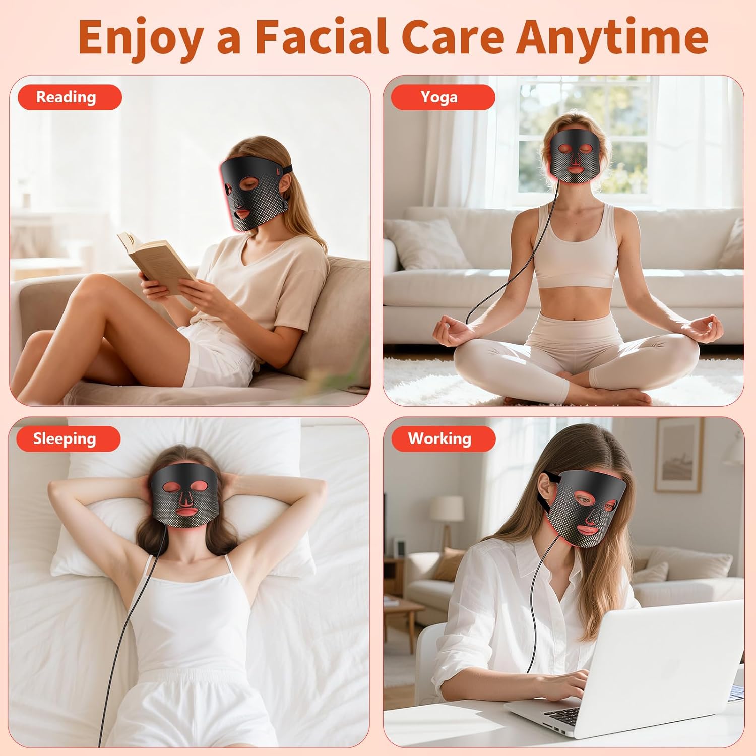 Red Light Therapy for Face Red Light Mask Infrared LED Mask Light 660nm & 850nm Near Infrared Light Therapy Valentines Day Gifts for Her - Image 8