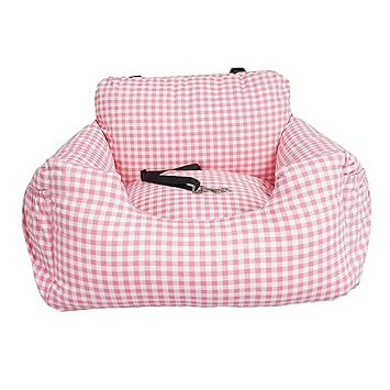 arythe Dog Car Seat Belt Booster Travel Carrier Bag for Puppy Dog Pink Plaid