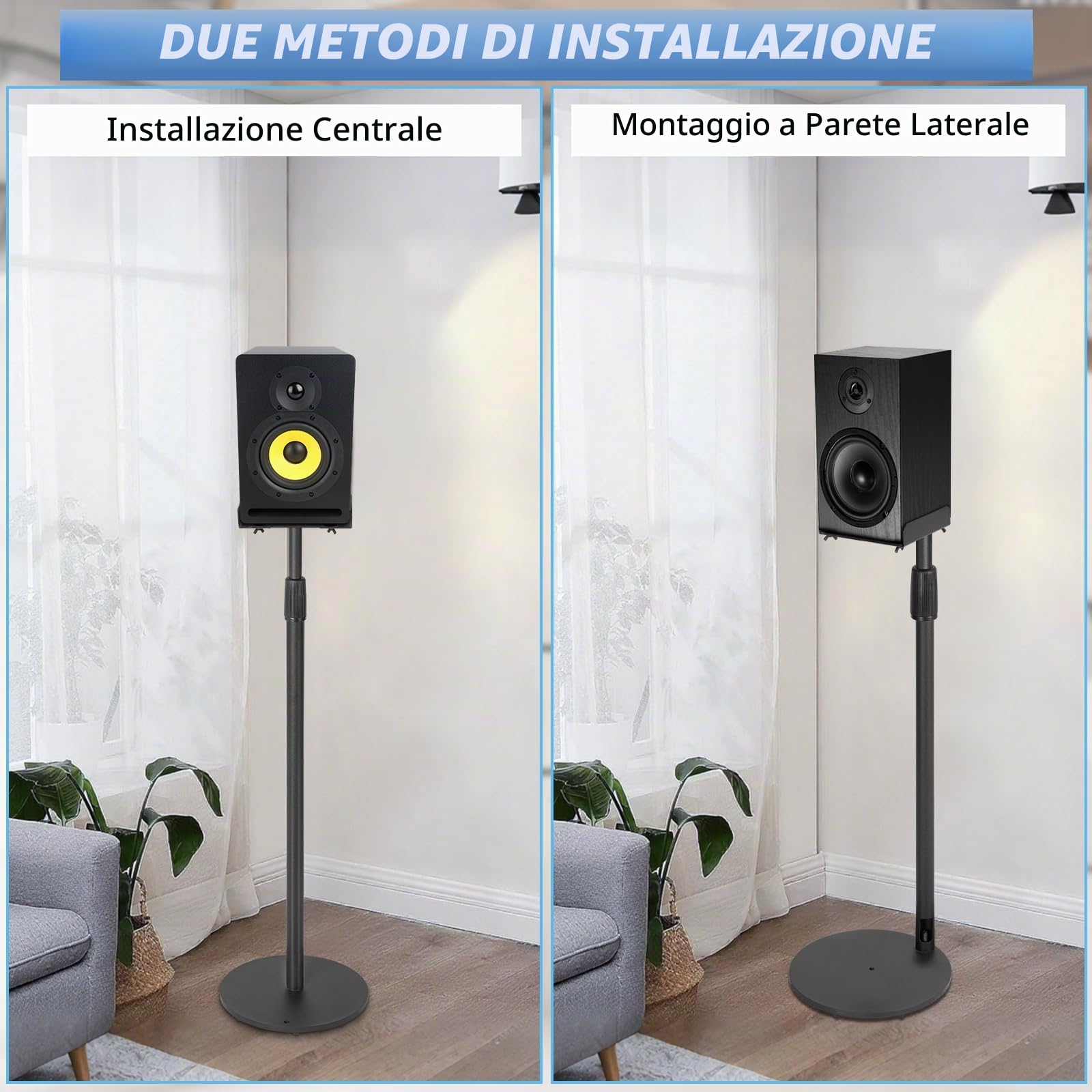 OUUTMEE Supporto per altoparlante regolabile in altezza, altezza regolabile: 80-130 cm, confezione da 2, adatto per una vasta gamma di modelli di altoparlanti