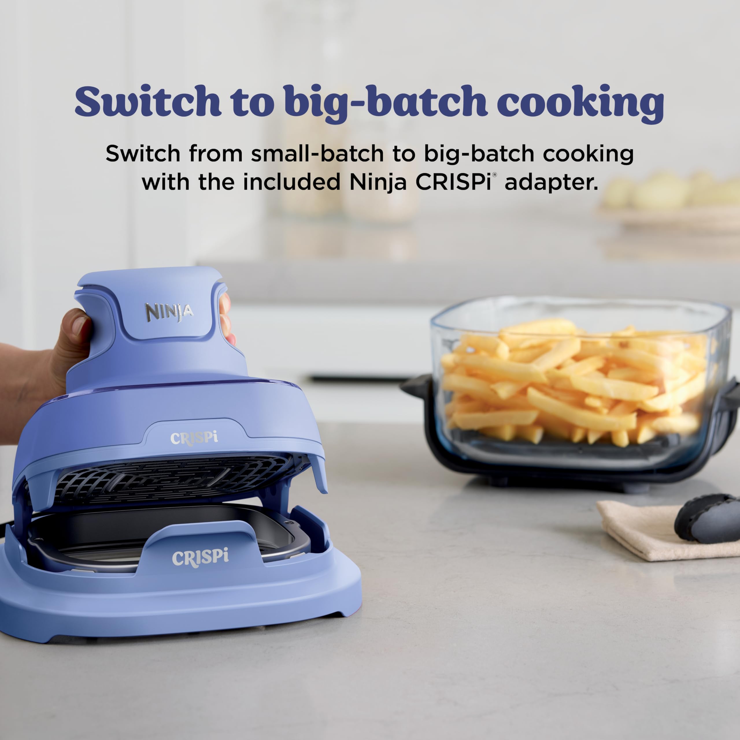 Ninja Crispi Air Fryer, Microwave, Freezer & Dishwasher Safe, Non Toxic Glass Portable Cooking System, 4 QT & 6 Cup Glass Containers with Storage Lids, Easy Meals, Air Fry, Bake, Green, FN101SG