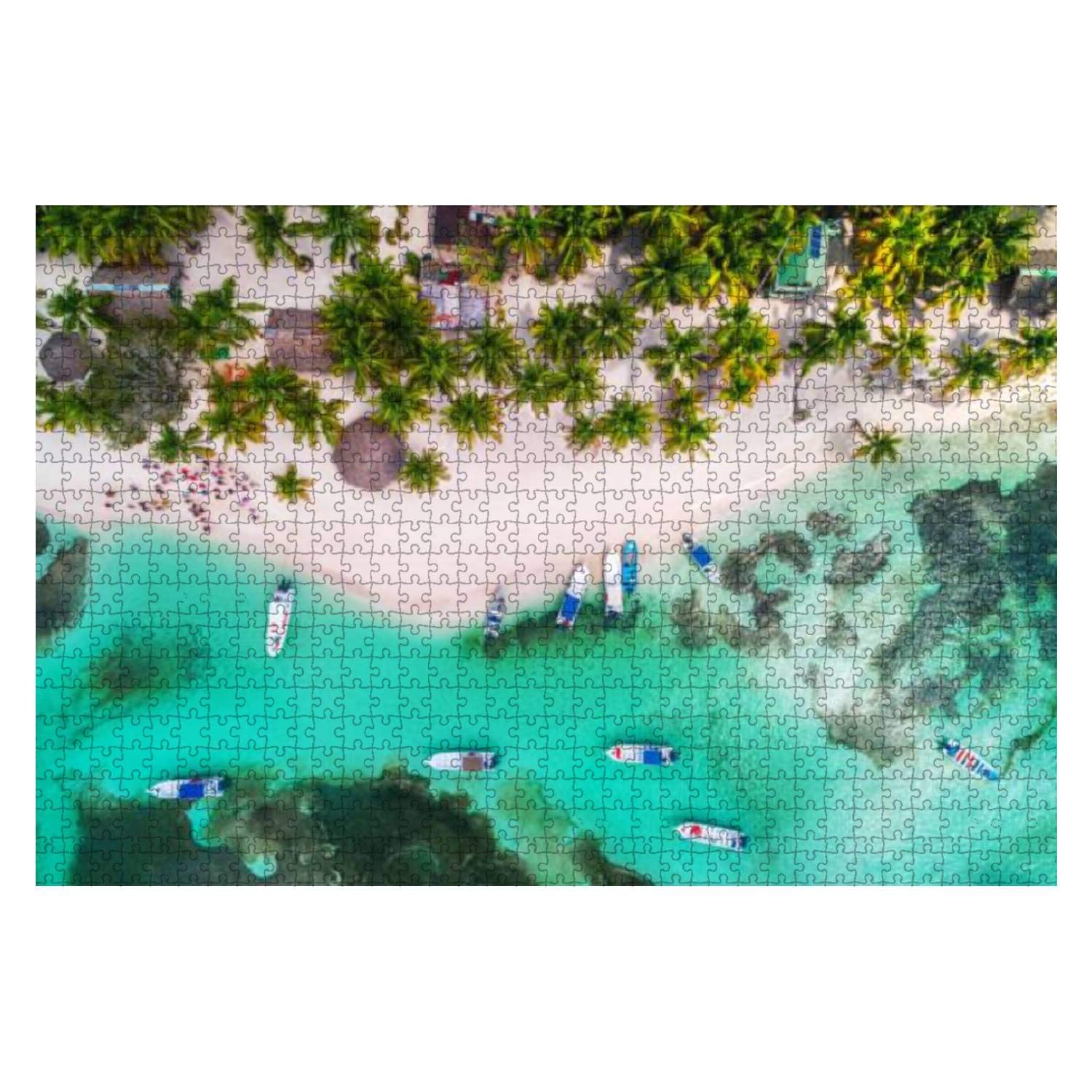 Jigsaw Puzzles 1000 Pieces for Adults Kids - Aerial View Tropical Beach Saona Island Dominican Republic Large Puzzles Pieces Fit Together Educational Intellectual Fun Game