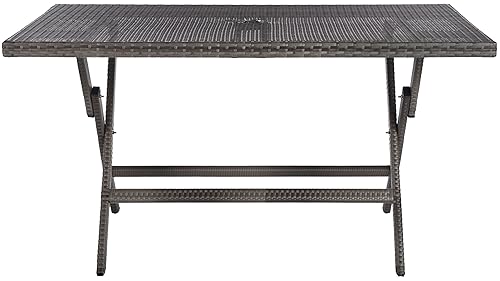Safavieh PAT7503B Outdoor Collection Akita Grey Rectangle Folding Table