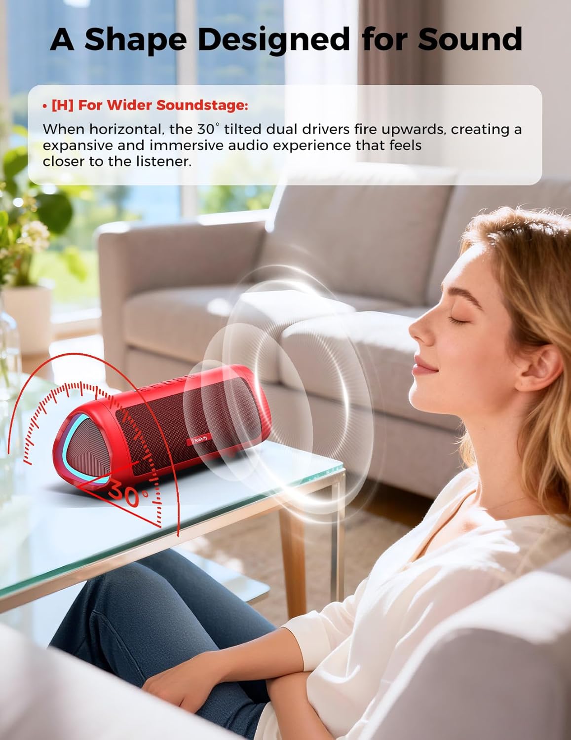 BolaButty Bluetooth Speaker with HD Sound, Portable Wireless, IPX5 Waterproof, Up to 20H Playtime, TWS Pairing, BT5.3, for Home/Party/Outdoor/Beach, Electronic Gadgets, Birthday Gift (Red)