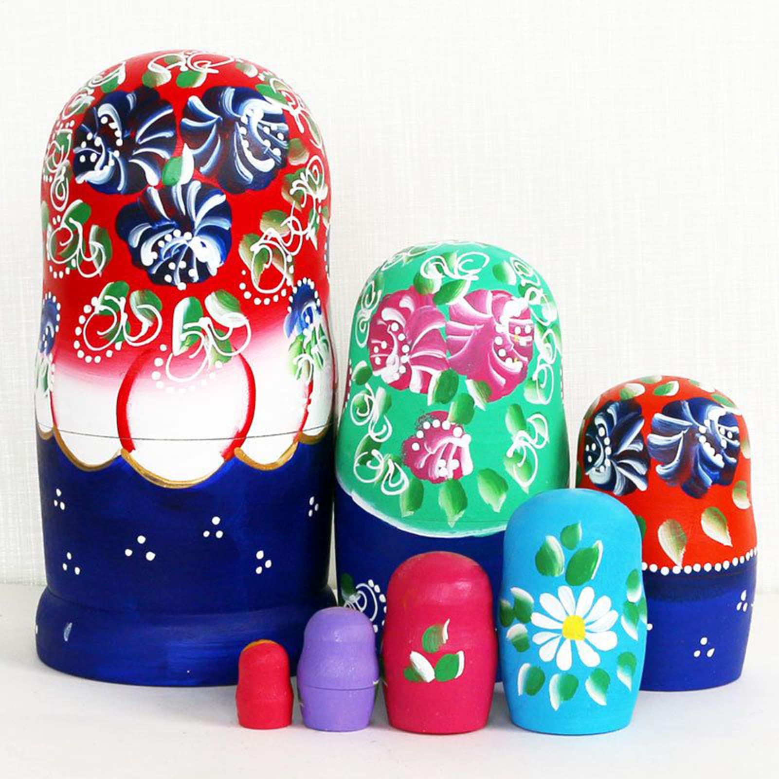 Poupées Russes Gigognes en Bois 7 Pièces en Bois Motif Marguerite
