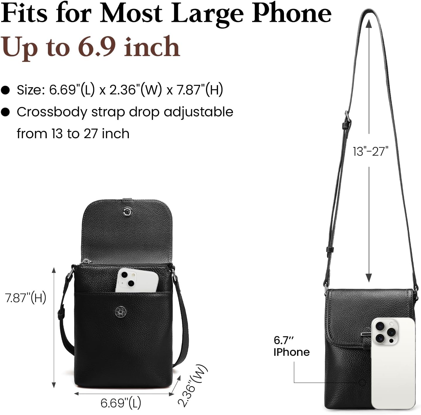 befen Genuine Leather Small Crossbody Bags for Women, Womens Cell Phone Purses Cross body Bag Purse with RFID Card Slots - Image 5