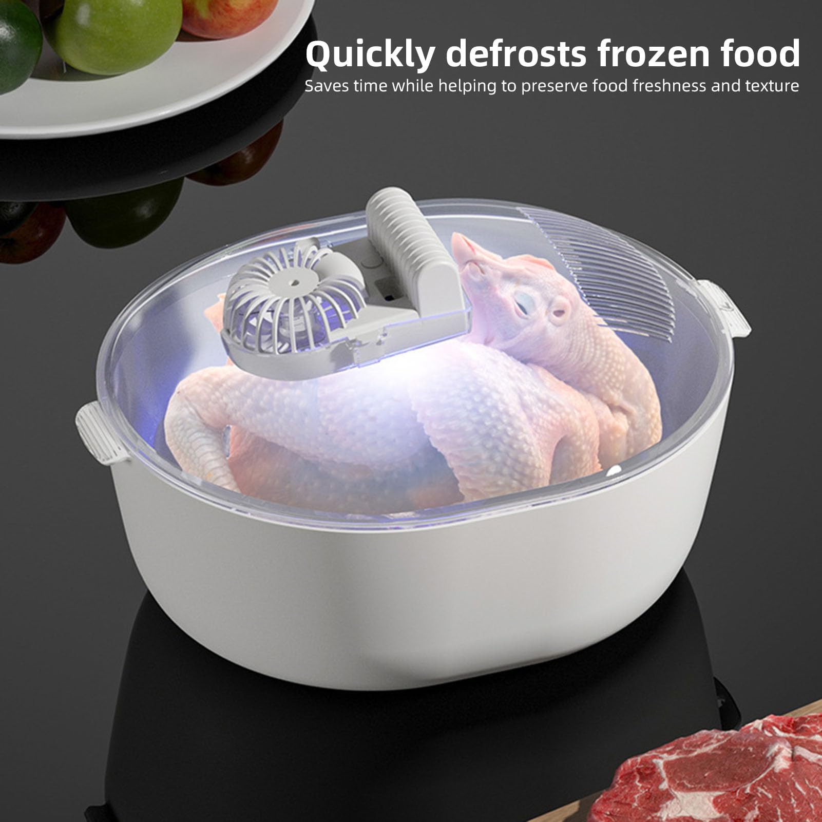 Asixxsix Vassoio Scongelamento Elettrico per Carne Congelata, Plastica