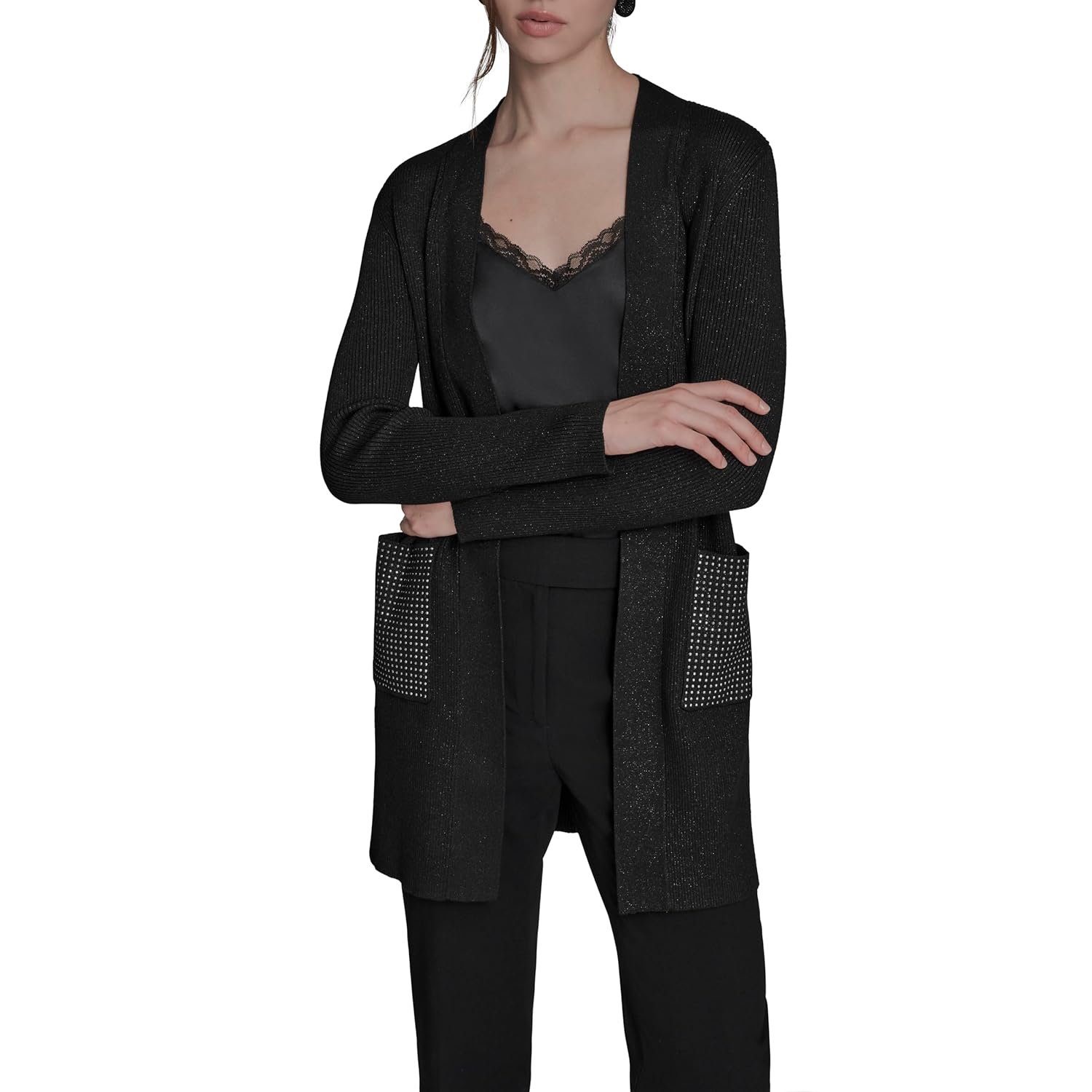 BCBG Womens Long Sleeve Cardigan