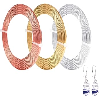 3 Rolls Flat Craft Wire Jewelry Wire Flexible Aluminum Wire Tarnish Resistant Bezel Modelling Crafts Jewelry Making 1mm Thickness 3mm Width Silver Gold Rose Gold