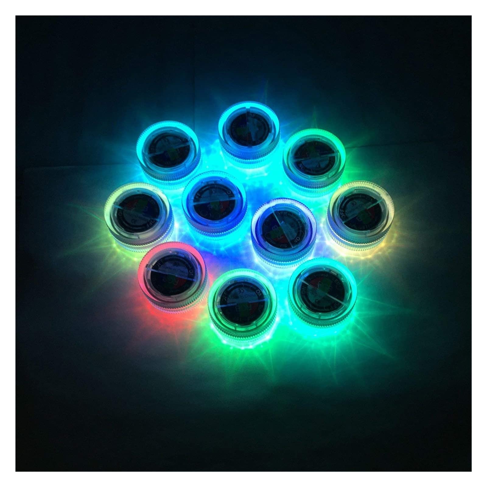 Światła basenowe Zasilane bateryjnie światło do nurkowania RGB IP68 Wodoodporna podwodna lampka nocna Zewnętrzny wazon ogrodowy Miska Basen Światła stawu (Size : 9 Lamp 1 controller)