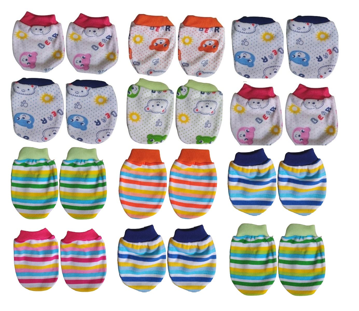 Manan Shopee 12 Pairs Newborn Baby Girls And Boys Cotton