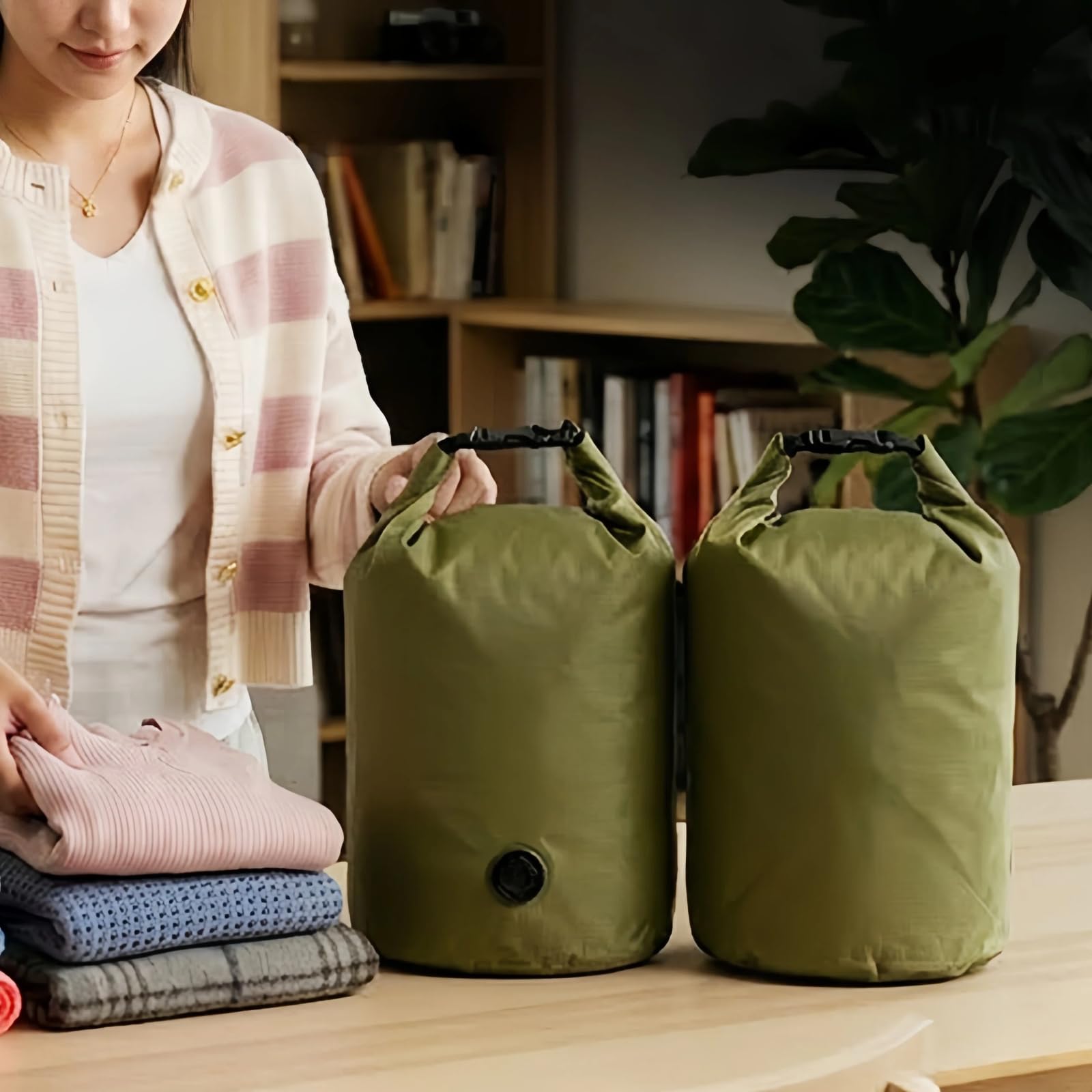 Bolsa Compresión Enrollable Con Hebilla Gran Capacidad Portátil(,green)