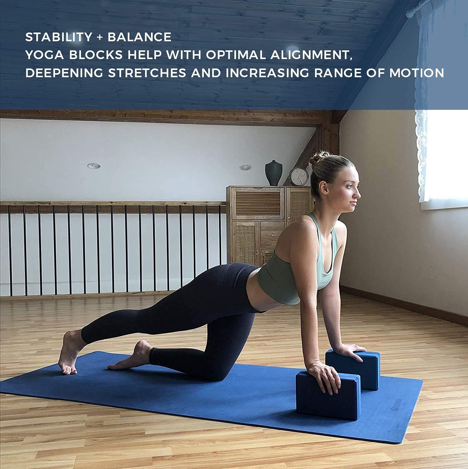 YUNMAI Yoga Blocks 2 Pack, Soft Non-Slip High Density EVA Yoga Blocks, Odorless Lightweight & Odor-Resistant Yoga Bricks for Yoga Pilates Exercise Stretching Meditation and Aid Balance, 9"x6"x3"(blue) : Everything Else