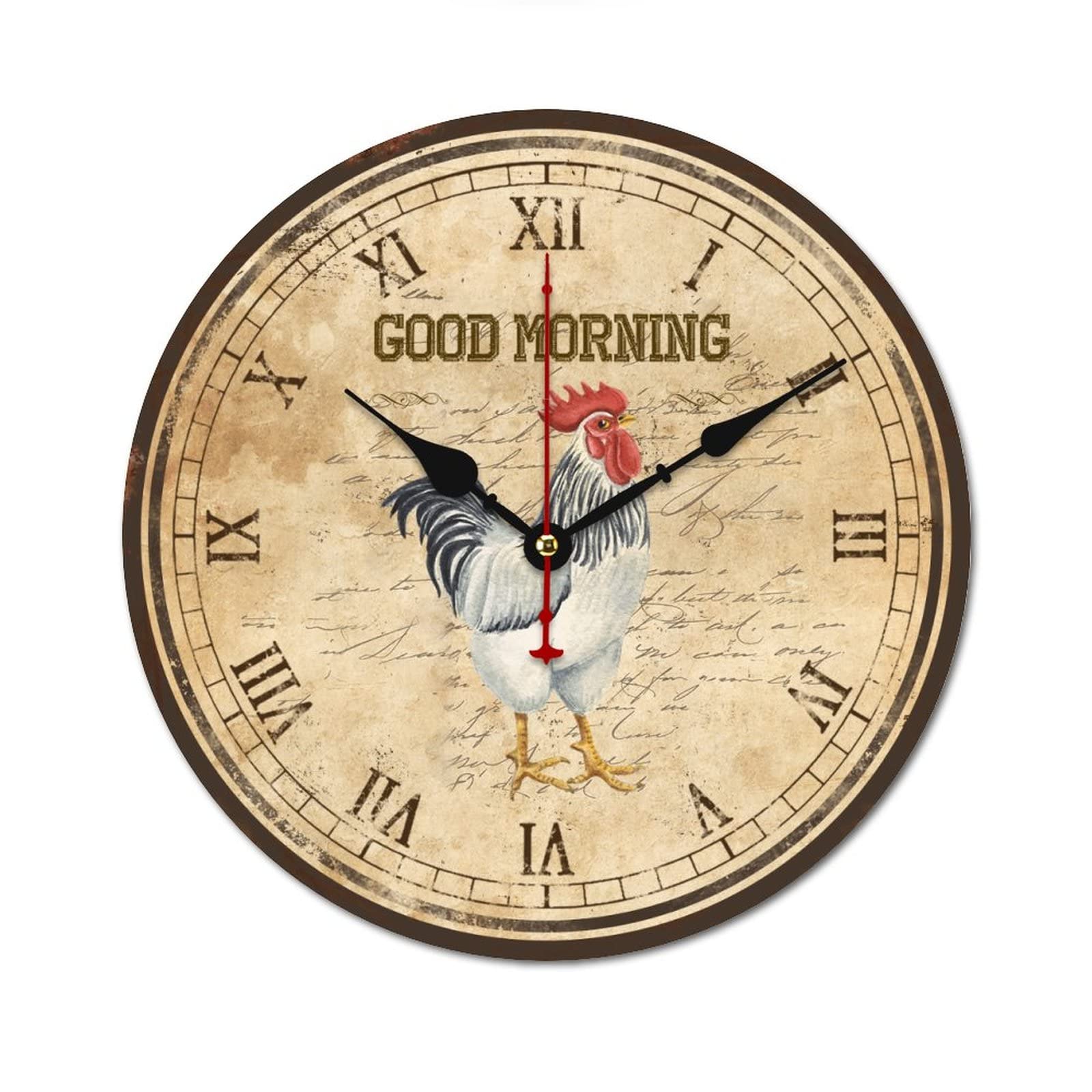Horloge ronde en bois de style vintage comme cadeau de crémaillère