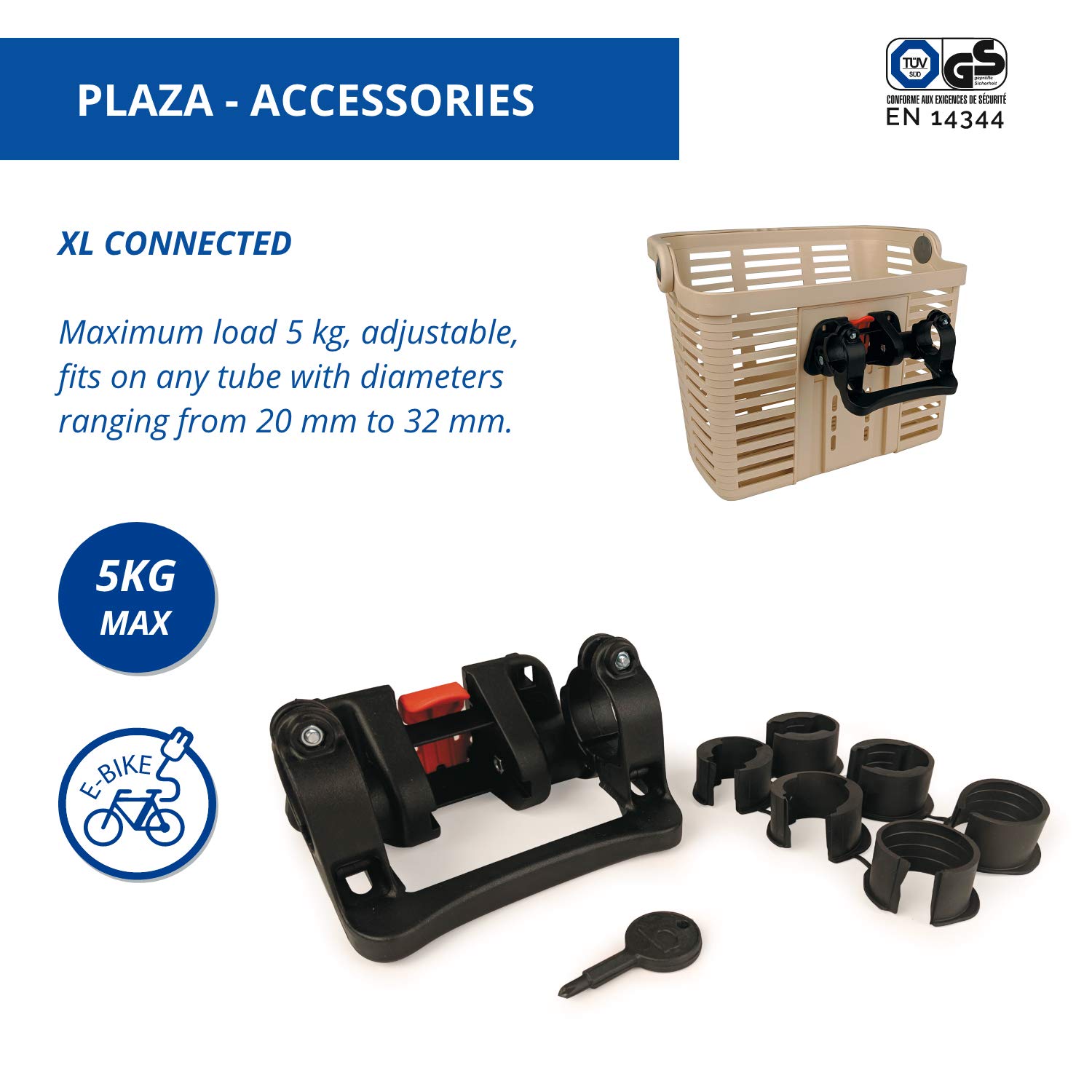 b bellelli Cestino da Bicicletta Frontale Rimovibile - Attacco al Manubrio, Adatto Anche alle e-Bike - Carico Massimo 5kg - Nero