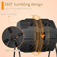 Vista 5 de Contenedor de compost, 43 galones de compostaje de cocina, contenedores de compostaje giratorios, puertas correderas de doble cámara para patio