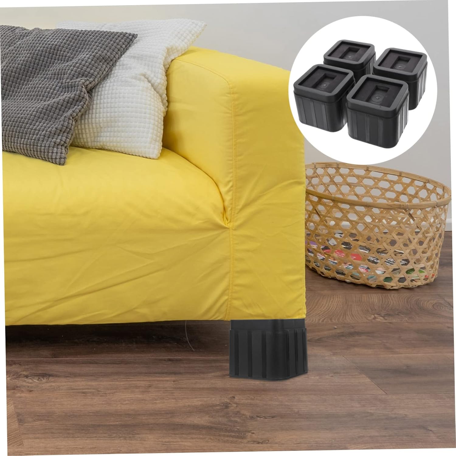 4sets Solid Wheel Mats Furniture Risers Table Risers Couch Sofa Bed Non-Slip Washable for Kitchen Cupboard Closet Sofa Bed Desk