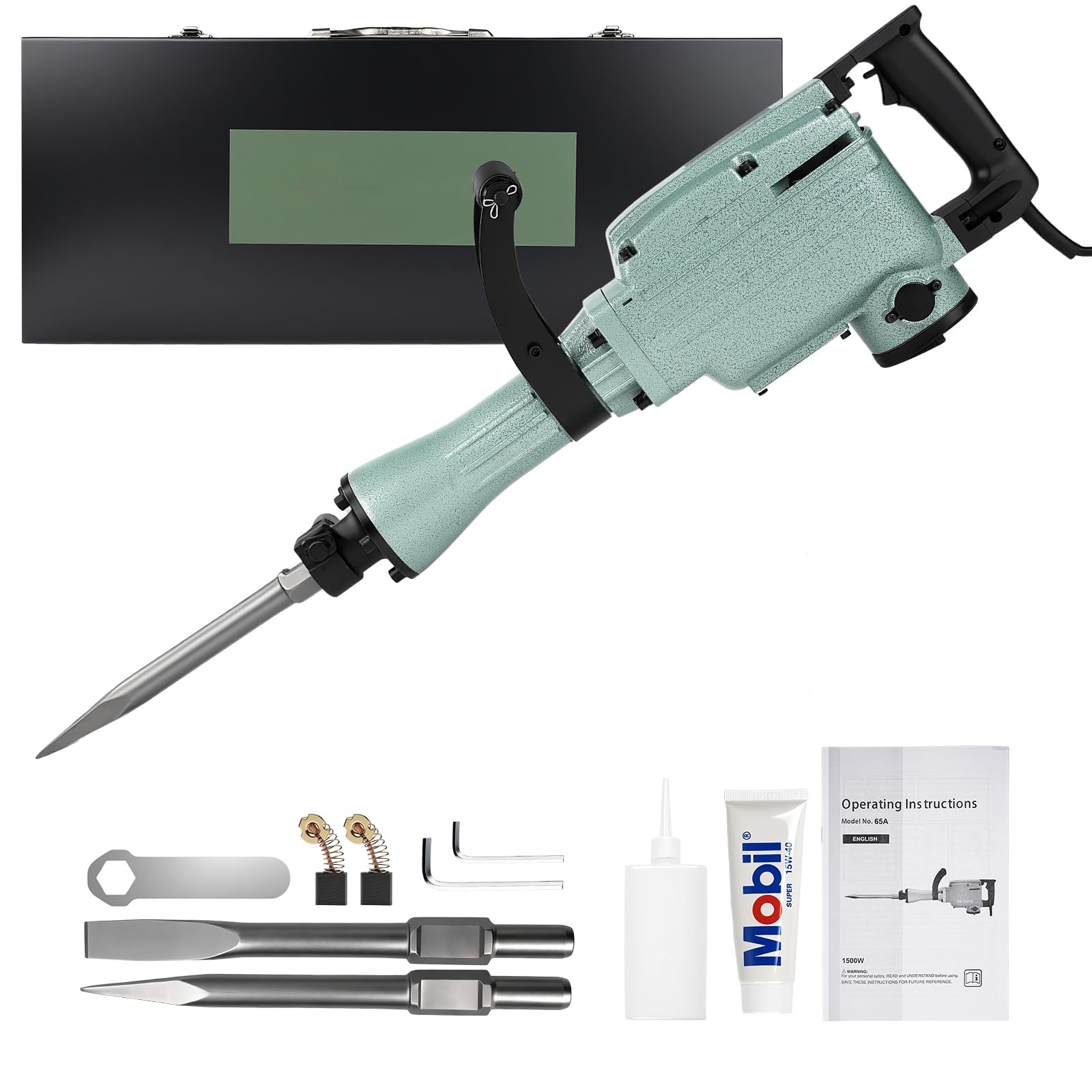 Taladro percutor eléctrico de 65 A con motor de 1250 W, taladro de impacto de alto rendimiento para hormigón y mampostería, compatible con brocas PH65