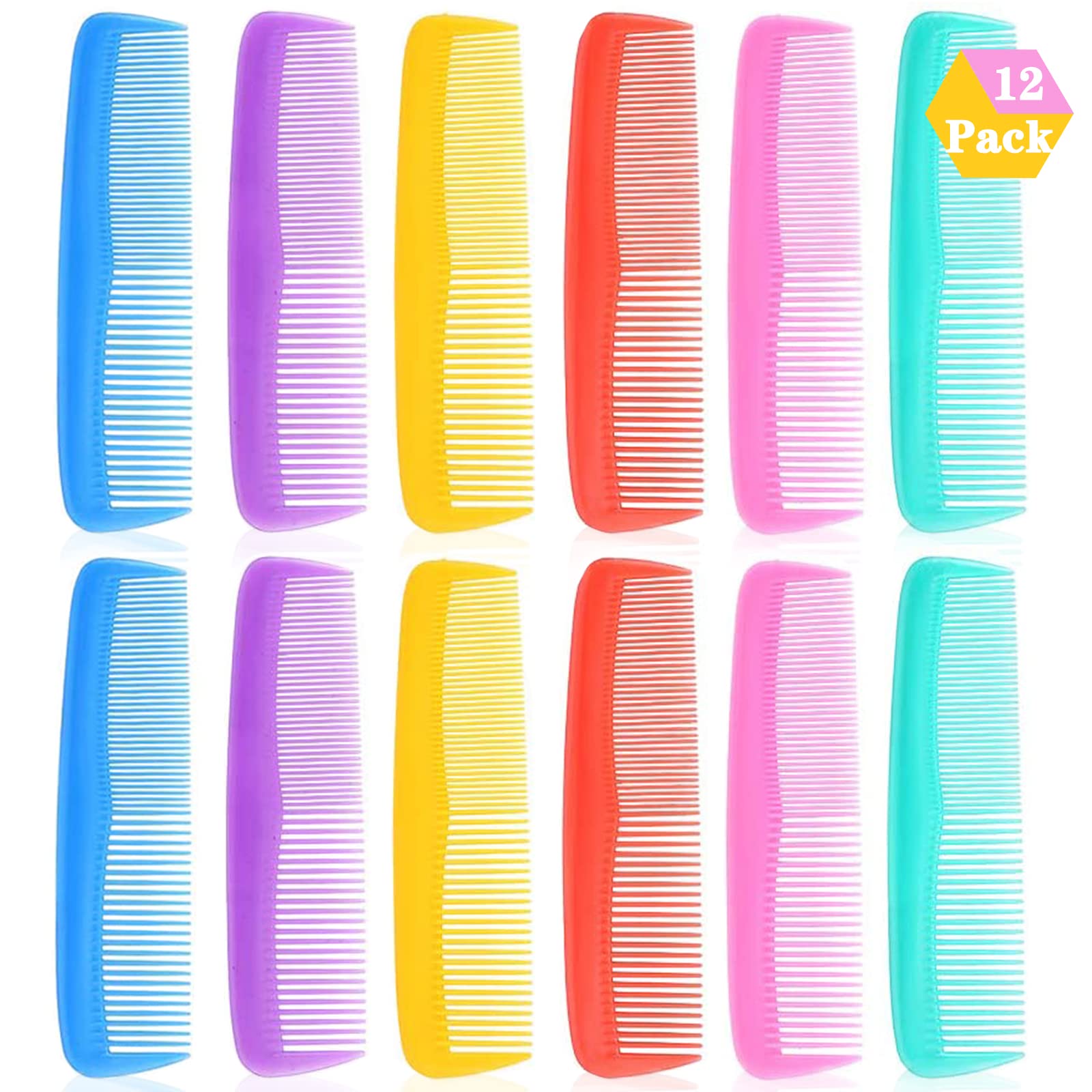 12 PCS Hair Combs Set, Colorful Plastic Pocket Combs Pearlescent Effect Fine Dressing Styling Combs Fine and Wide Tooth Cutting Combs for Women and Men, Salon and Hotel Hair Care Tool