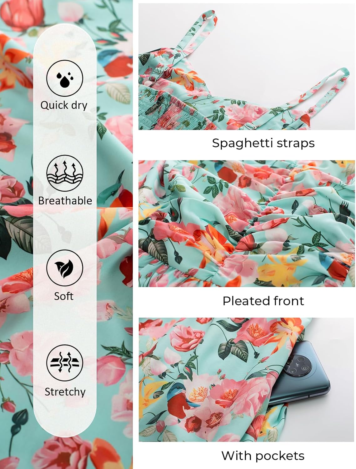 Hanna Nikole Women‘s Plus Size Casual Spaghetti Straps Bohemian Maxi Dress V Neck Flowy Dress with Pockets - Image 6