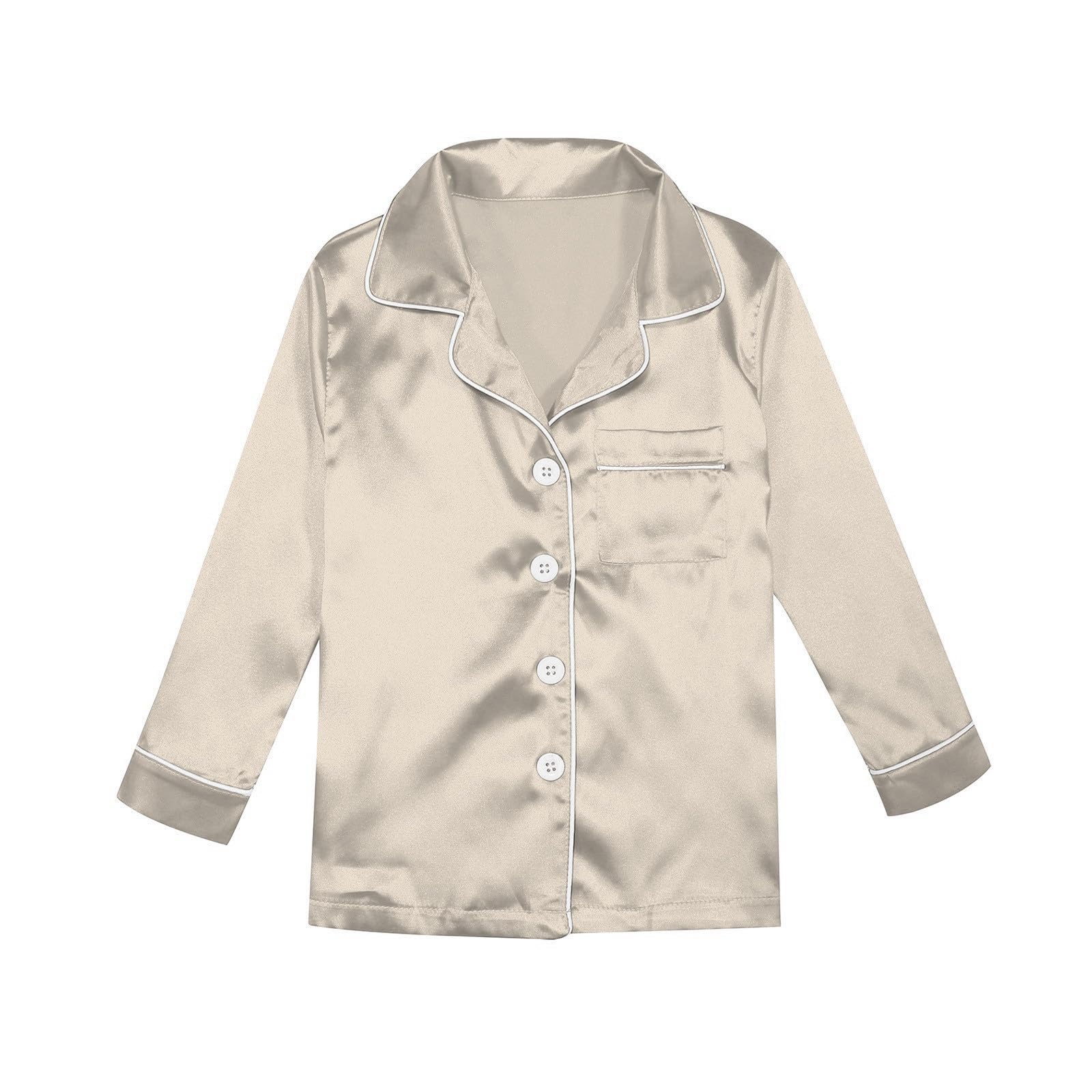 2026 Elegantes Damen Pyjama Set Satinseide mit Knopfleiste Zweiteilige Nachtwäsche als Familienlook Bequemer Loungewear Langarm Schlafanzug