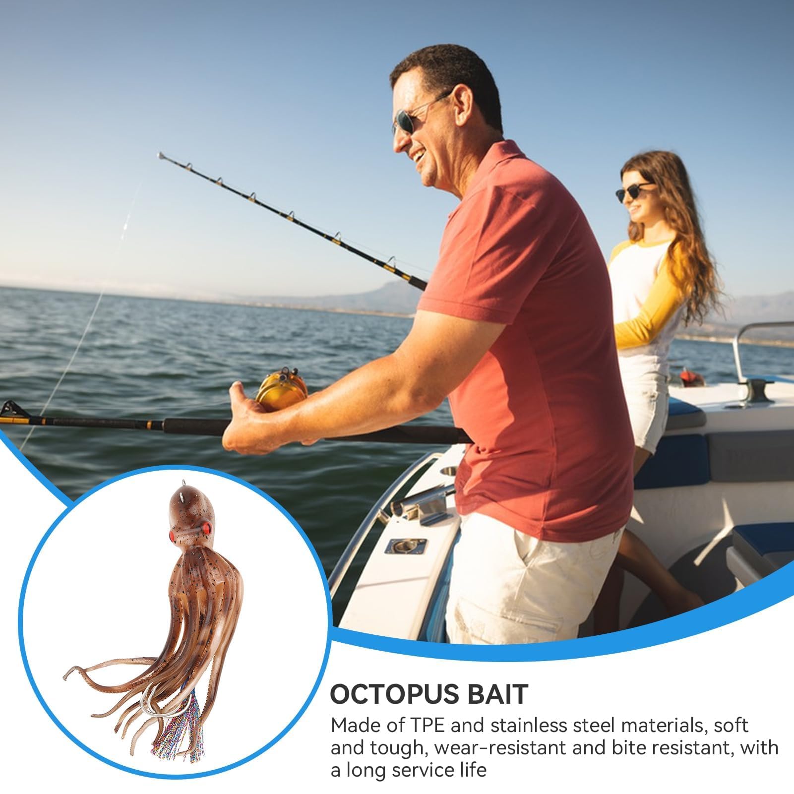 Esca a Forma di Calamaro, Esca Artificiale per Calamari, Esche da Pesca per Polpo per Pesca a Getto D'inchiostro, per Pesca in Acqua Salata in Mare D'acqua Dolce